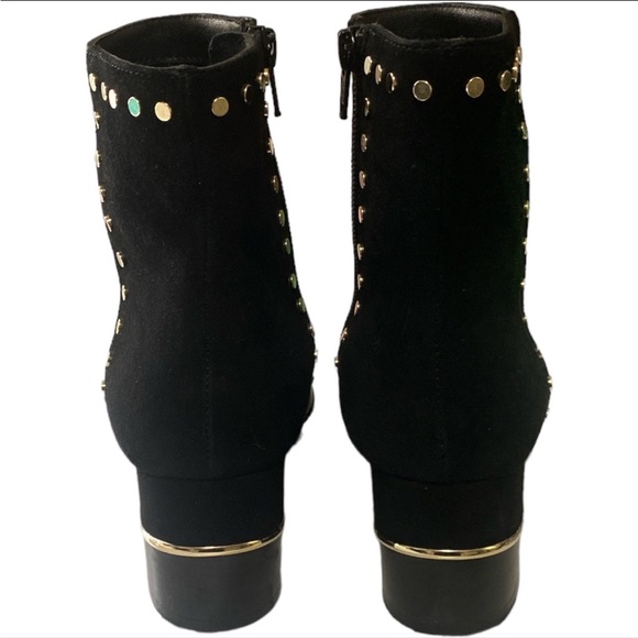 Le Pepe gold studded Italian leather and suede pointed toe ankle boots sz 8/37.5 - Picture 3 of 5